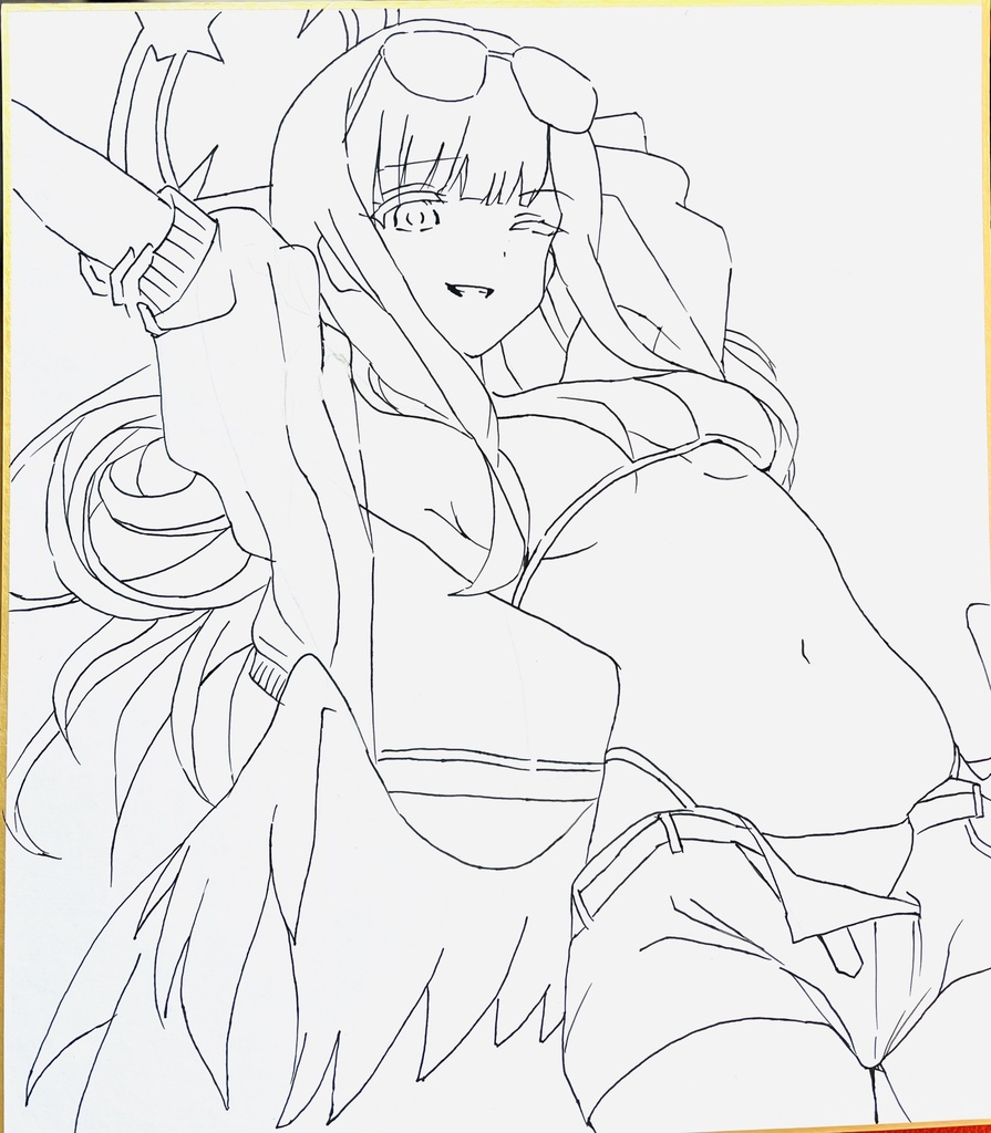 ブルーアーカイブ　水着イチカ　色紙　制作途中