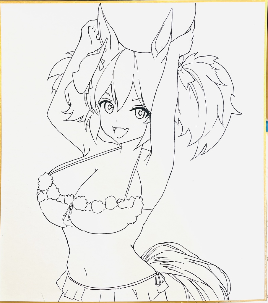 ウマ娘　ボールがたくさんイナリワン　色紙　制作途中