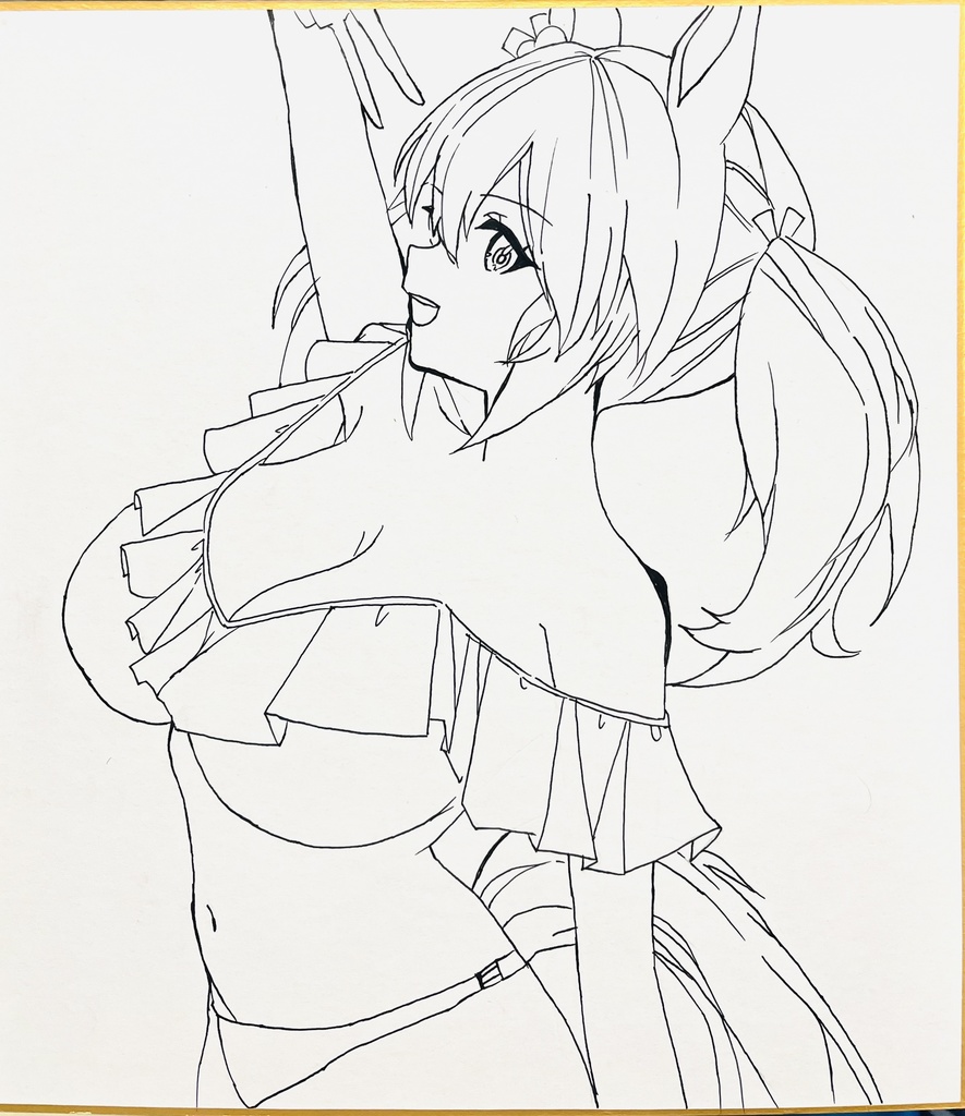 ウマ娘　水着ヒシアケボノ　色紙　制作途中