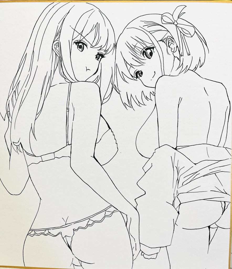 リコリスリコイル　後ろばかり見られるちさたき　色紙制作途中