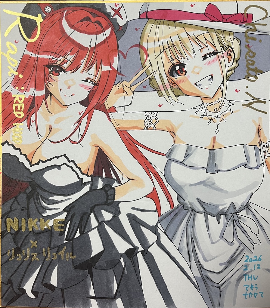 ラピさんと千束さん NIKKE x リコリスリコイル 色紙 完成