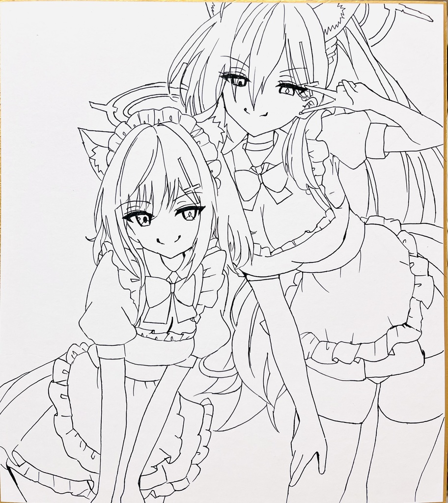 ブルーアーカイブ　メイドシロコとテラー　色紙　イベント並行販売　制作途中