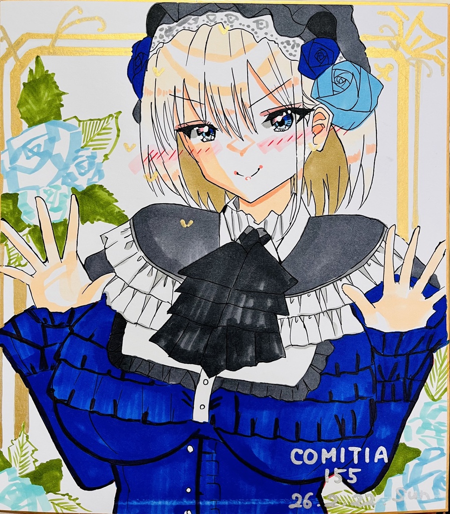 一次創作　青薔薇ロリータちゃん　色紙