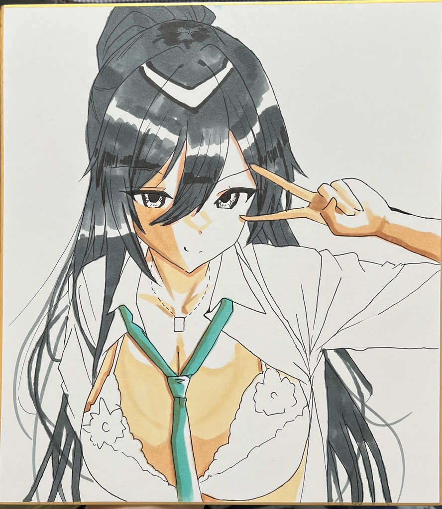 アイドルマスターシャイニーカラーズ　ギャルピース咲那　色紙　制作途中