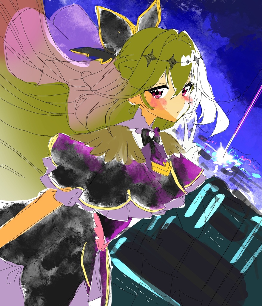 月夜のアルカナちゃん 水面のときのそらさん 中色紙