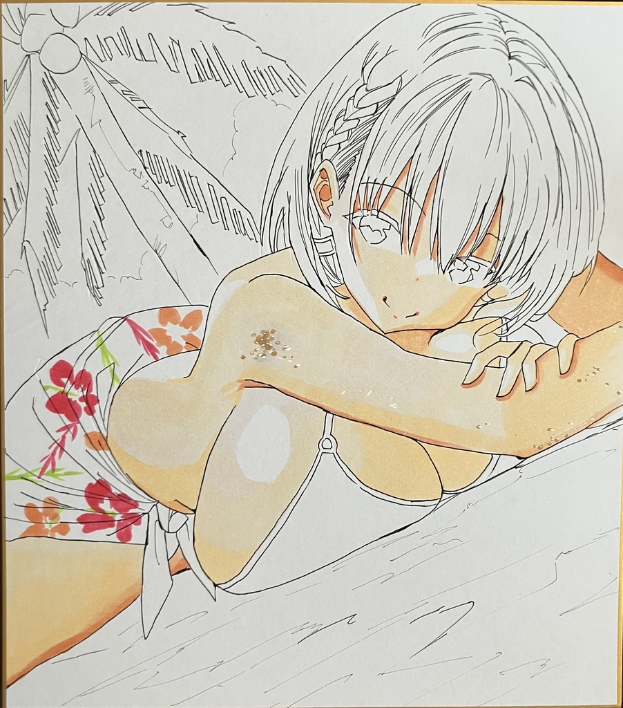 月曜日のたわわ　ビーチで股割りアイちゃん　大色紙　制作途中
