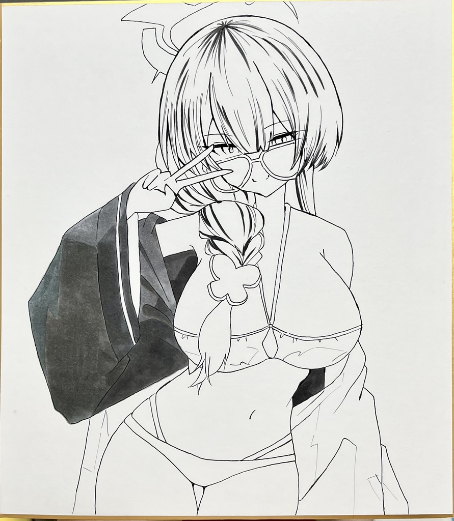 ブルーアーカイブ　ギャルピース水着キサキ　大色紙　制作途中