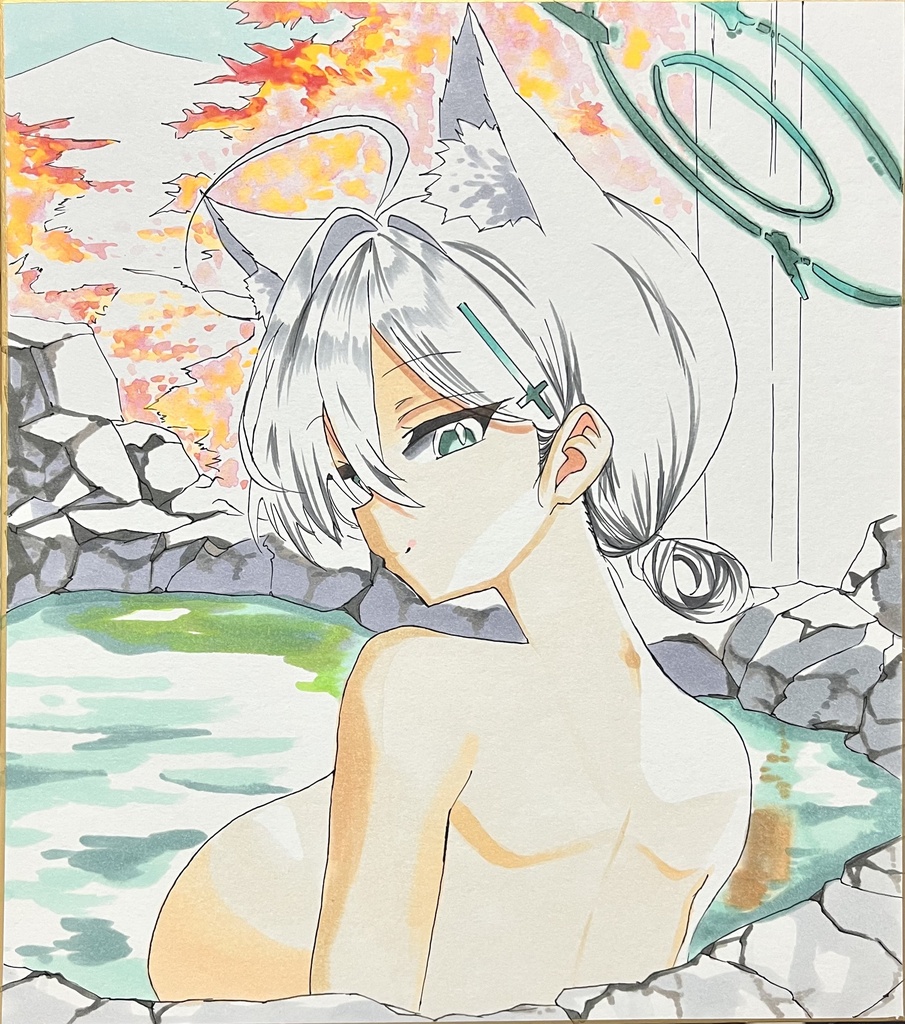 制作途中　紅葉と温泉のシロコ・テラー　ランジェリーカンナ　大色紙