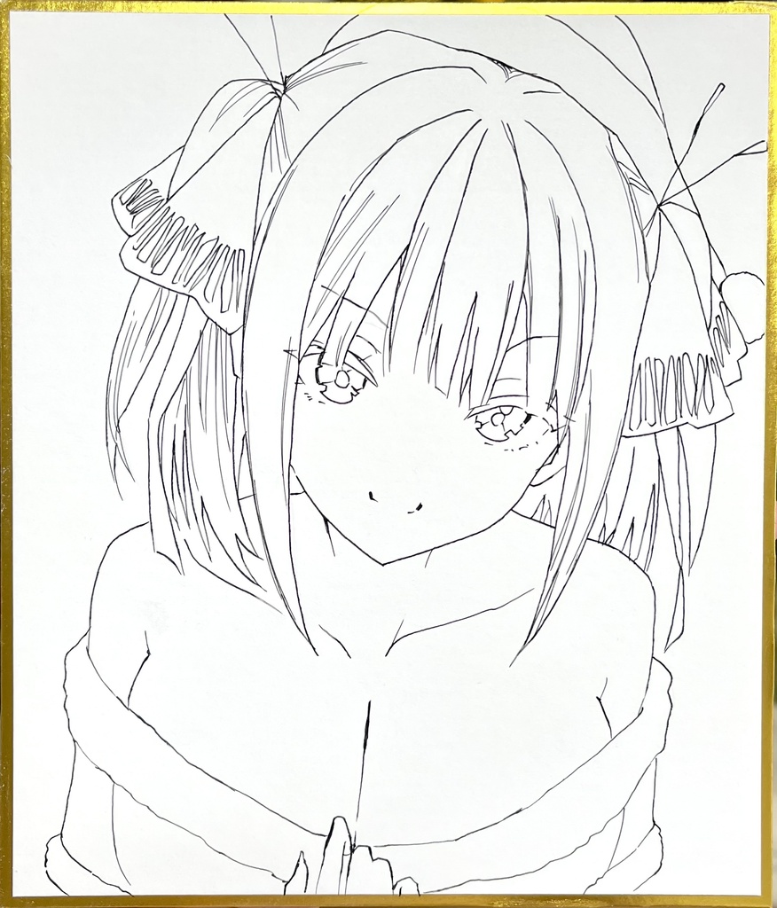 制作途中　早くもサンタコスで誘ってくるニ乃　中色紙