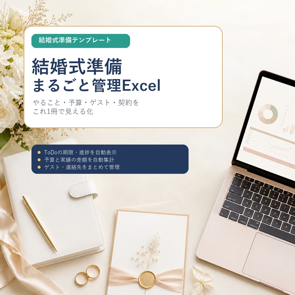 結婚式準備 まるごと管理Excel｜ToDo・予算・ゲスト・契約を1冊で