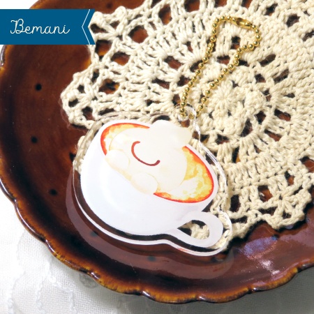 ハテナのラテアート アクリルキーホルダー