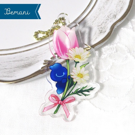 ハテナとお花アクリルキーホルダー
