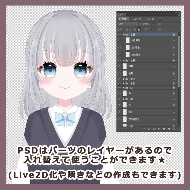 ●1点もの頭身高め女の子【Live2Dパーツ分けPSD有】