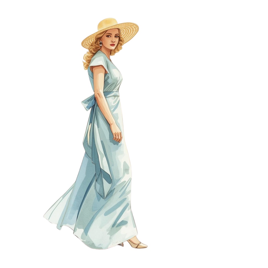 水彩×海外女優風の女性 クリップアート