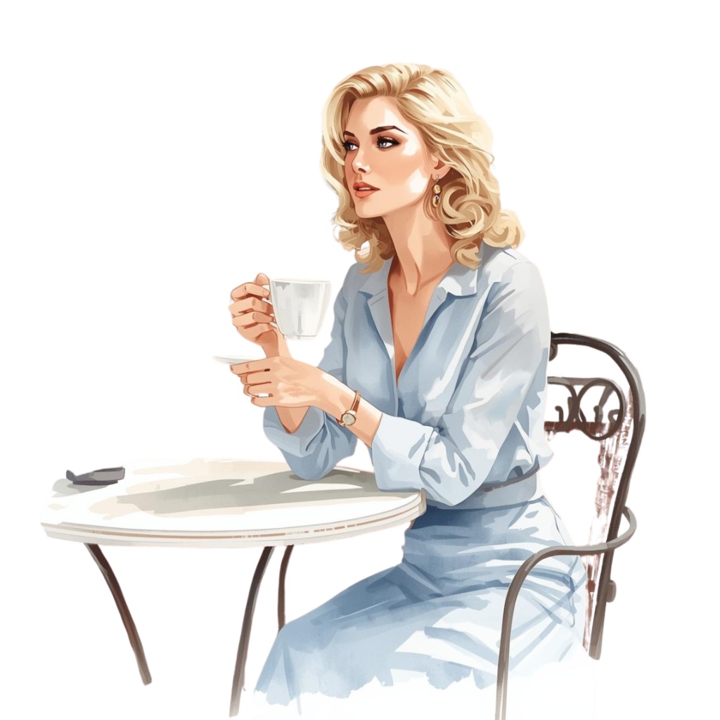 水彩×海外女優風の女性 クリップアート