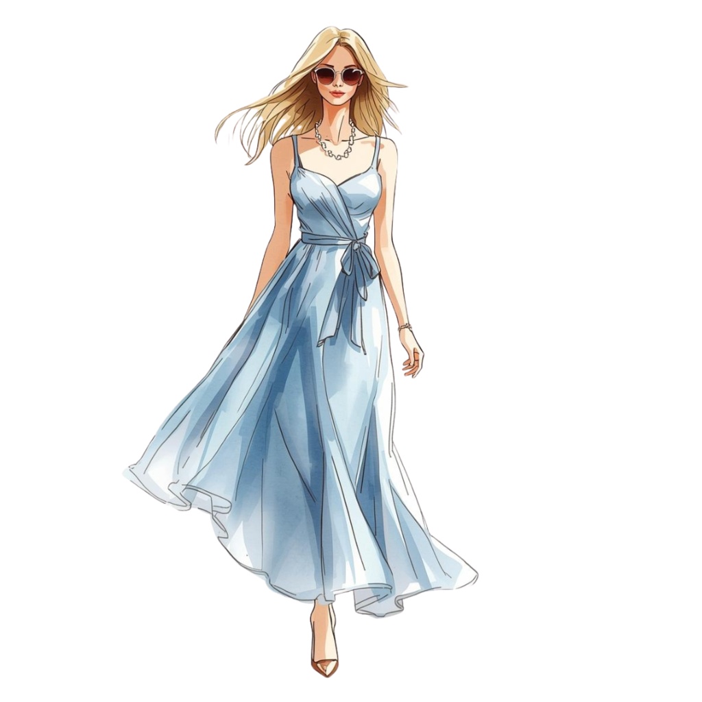 水彩×海外女優風の女性 クリップアート