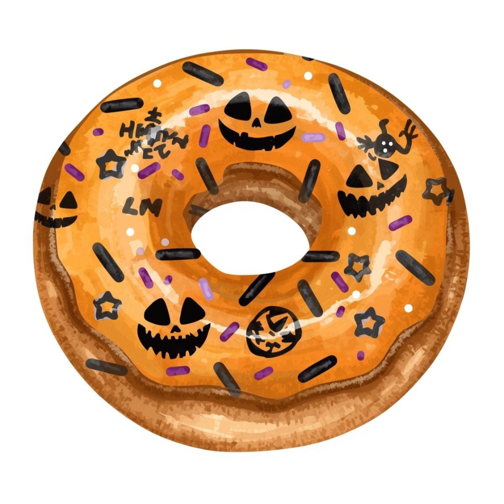 水彩×ポップなハロウィンキャンディクリップアート