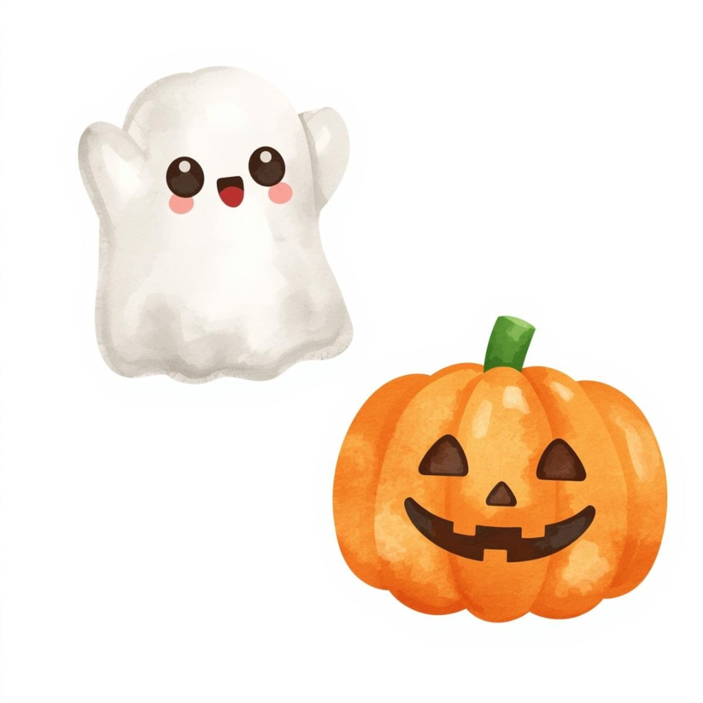 水彩×ポップなハロウィンキャンディクリップアート