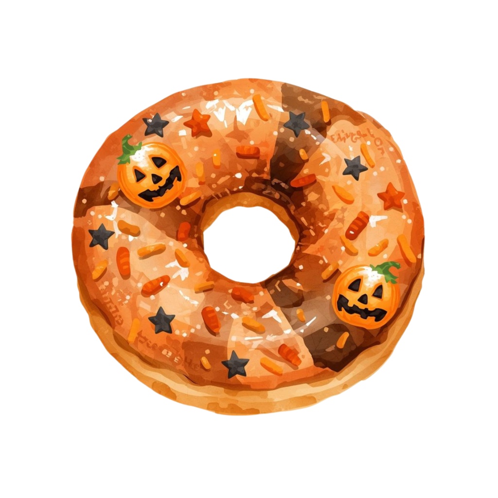 水彩×ポップなハロウィンキャンディクリップアート