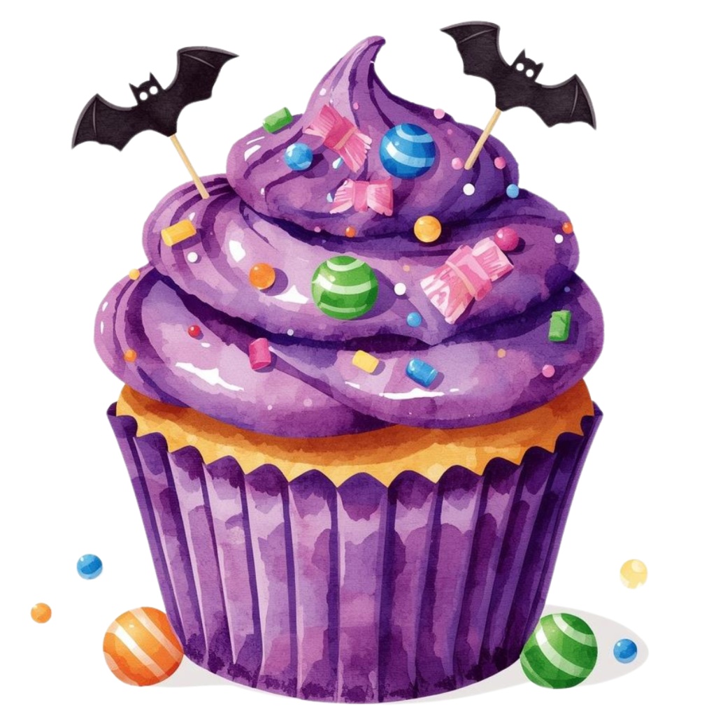 水彩×ポップなハロウィンキャンディクリップアート