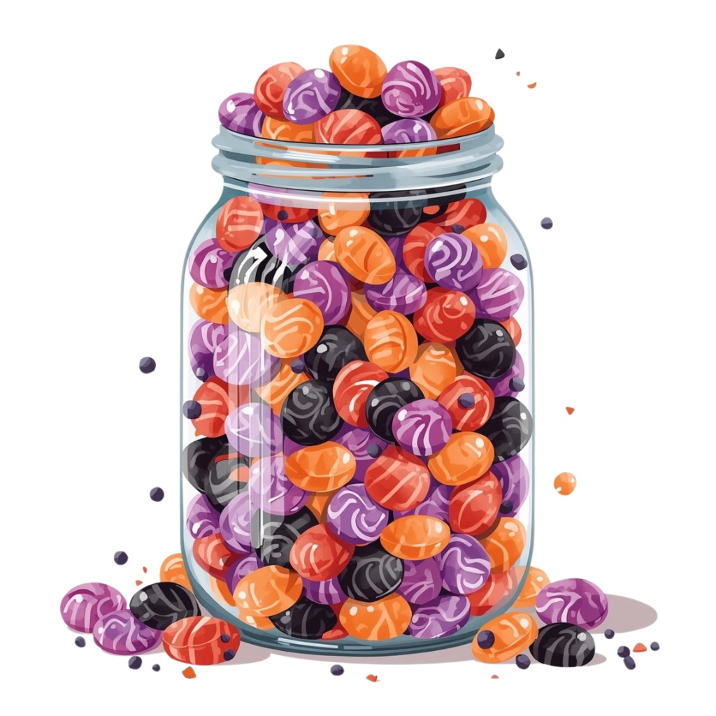 水彩×ポップなハロウィンキャンディクリップアート