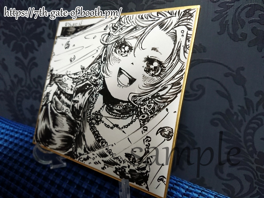 【ミニ色紙/原画】①モノクロ姫、②とばり姫、③まどろみ姫