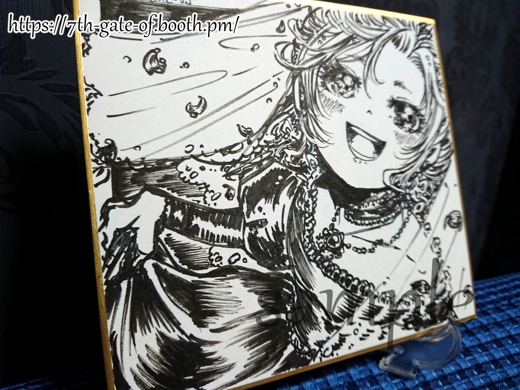 【ミニ色紙/原画】①モノクロ姫、②とばり姫、③まどろみ姫