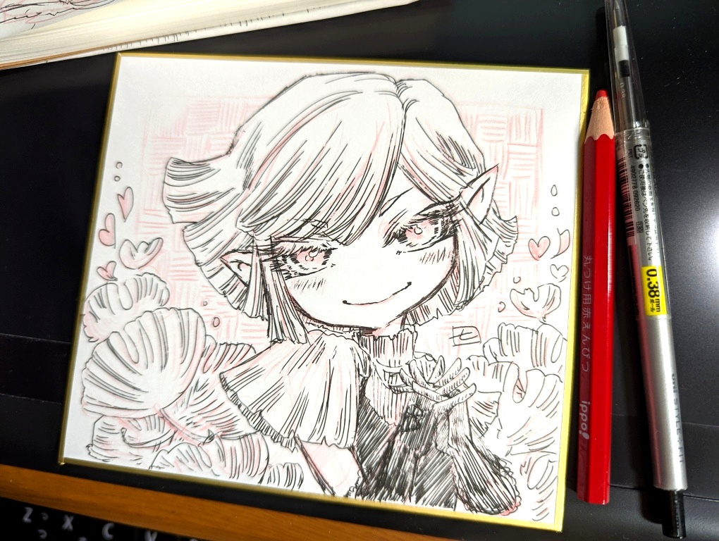 【ミニ色紙/原画】イチョウさん+レンコンさん+常闇さん