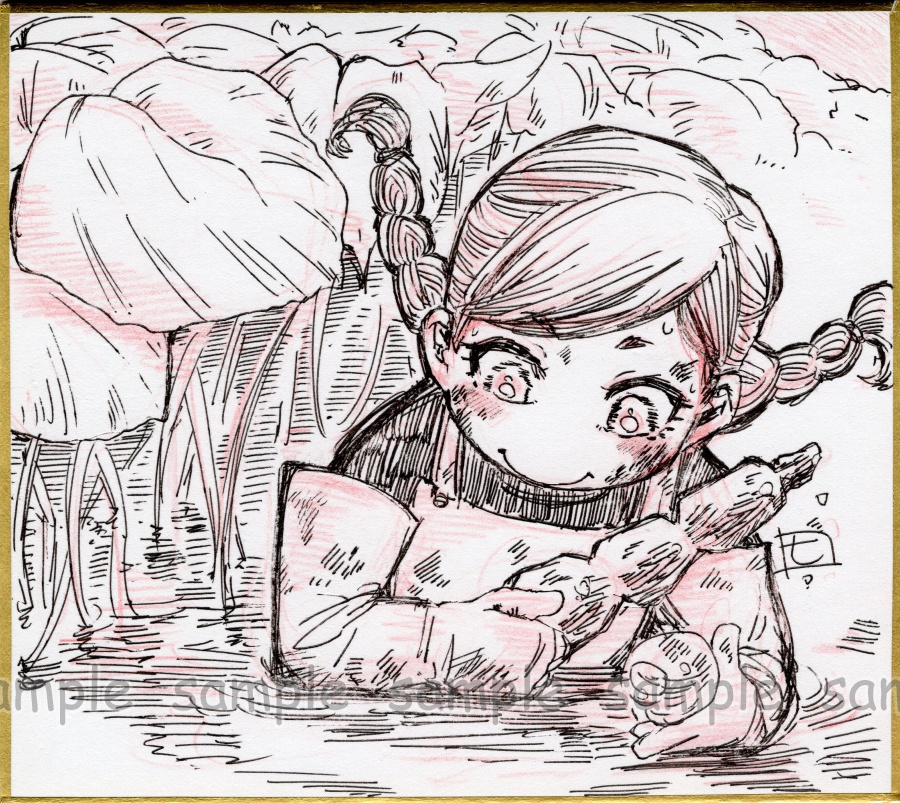 【ミニ色紙/原画】イチョウさん+レンコンさん+常闇さん