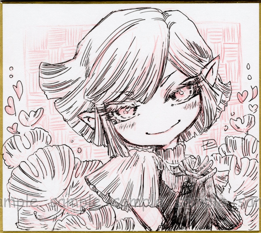 【ミニ色紙/原画】イチョウさん+レンコンさん+常闇さん