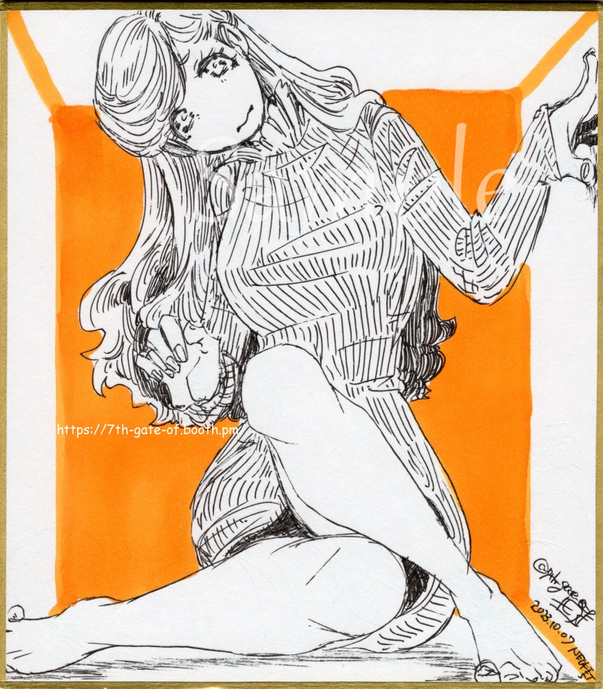 【アナログ原画】ミニ色紙：箱入り娘02