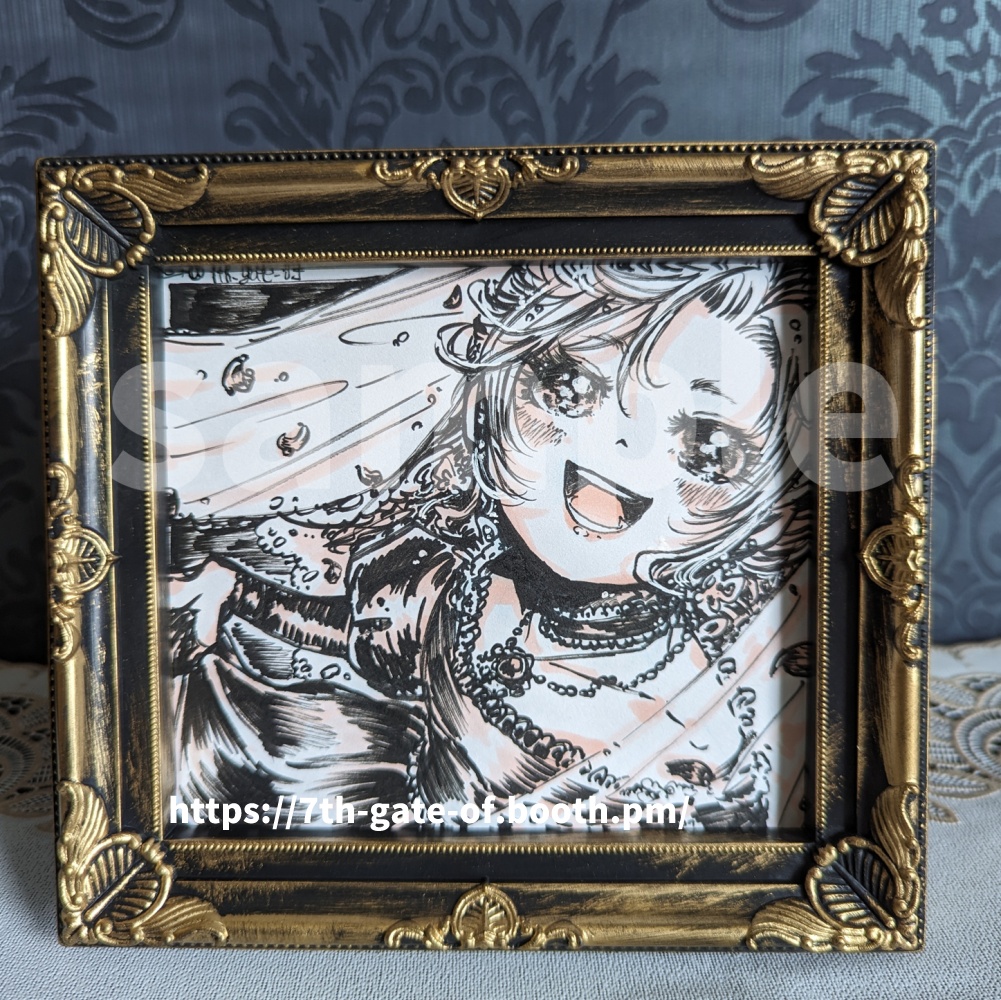 【アナログ原画】ミニ色紙:姫リバース