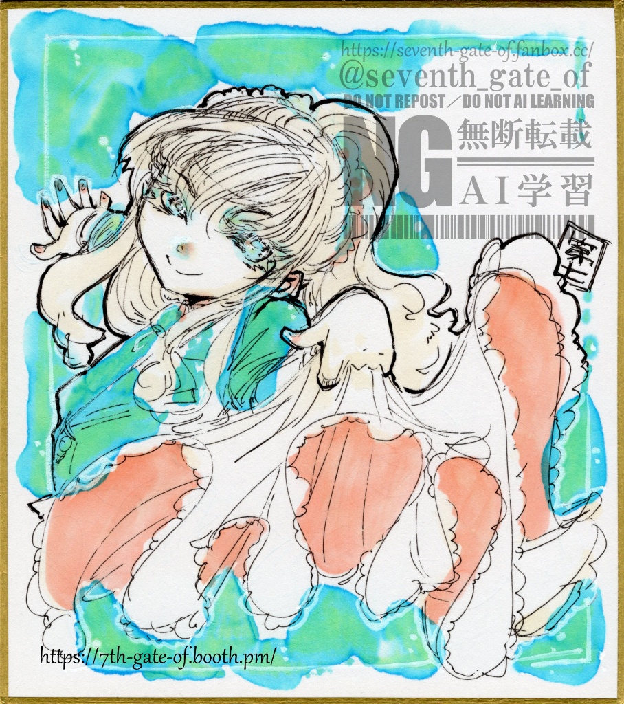 【アナログ原画】関西コミティア76後夜祭-単品04【ラフ描きミニ色紙】