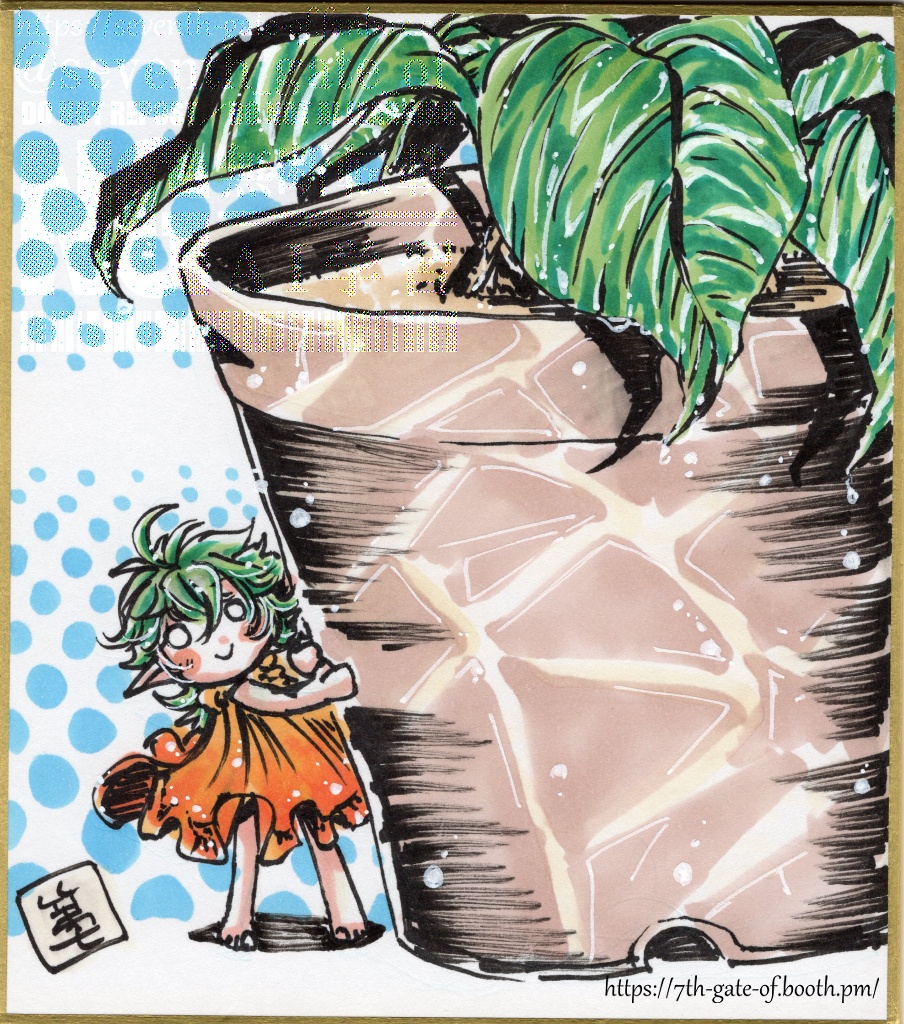 【アナログ原画】そうさくマーケット3後夜祭-04【ミニ色紙】