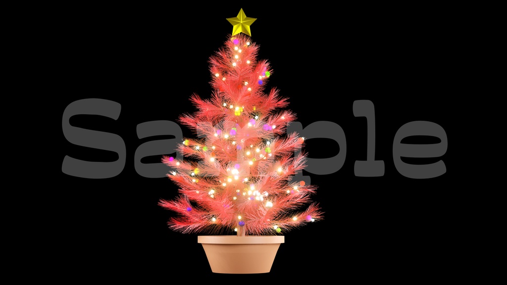 【光るクリスマスツリー２】１０色展開・動く素材・透過素材・ループ素材・動画途中・エンディング・OBSで使える