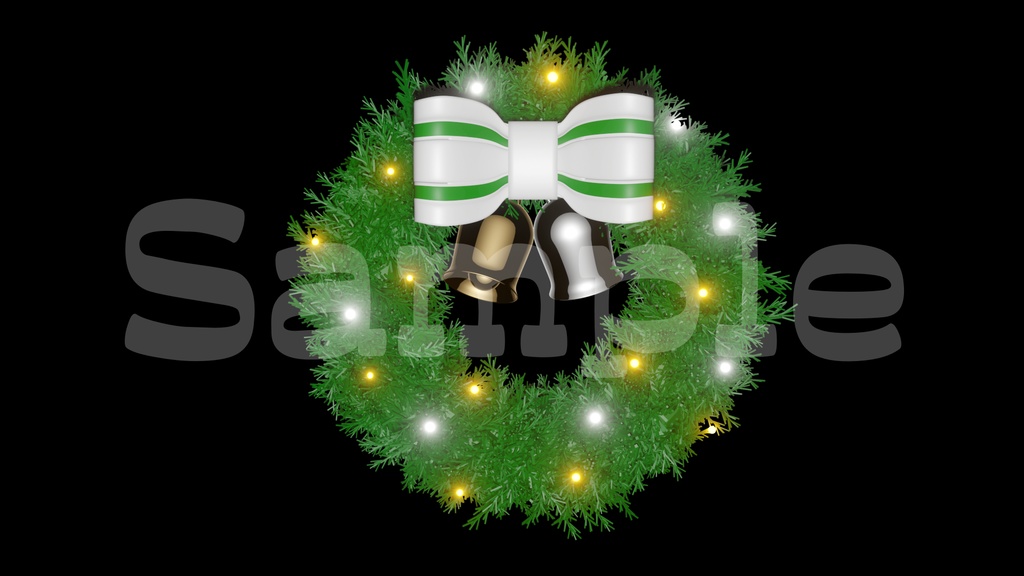 【光るクリスマスリース1】10色展開・光る素材・透過素材・ループ素材・動画途中・エンディング・OBSで使える