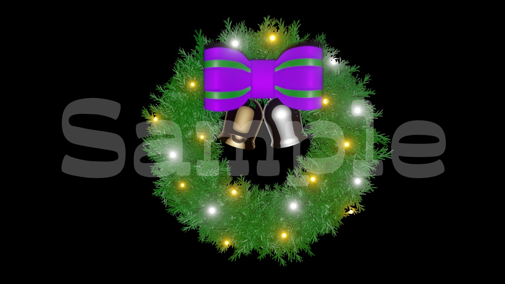 【光るクリスマスリース1】10色展開・光る素材・透過素材・ループ素材・動画途中・エンディング・OBSで使える