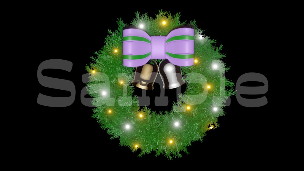 【光るクリスマスリース1】10色展開・光る素材・透過素材・ループ素材・動画途中・エンディング・OBSで使える