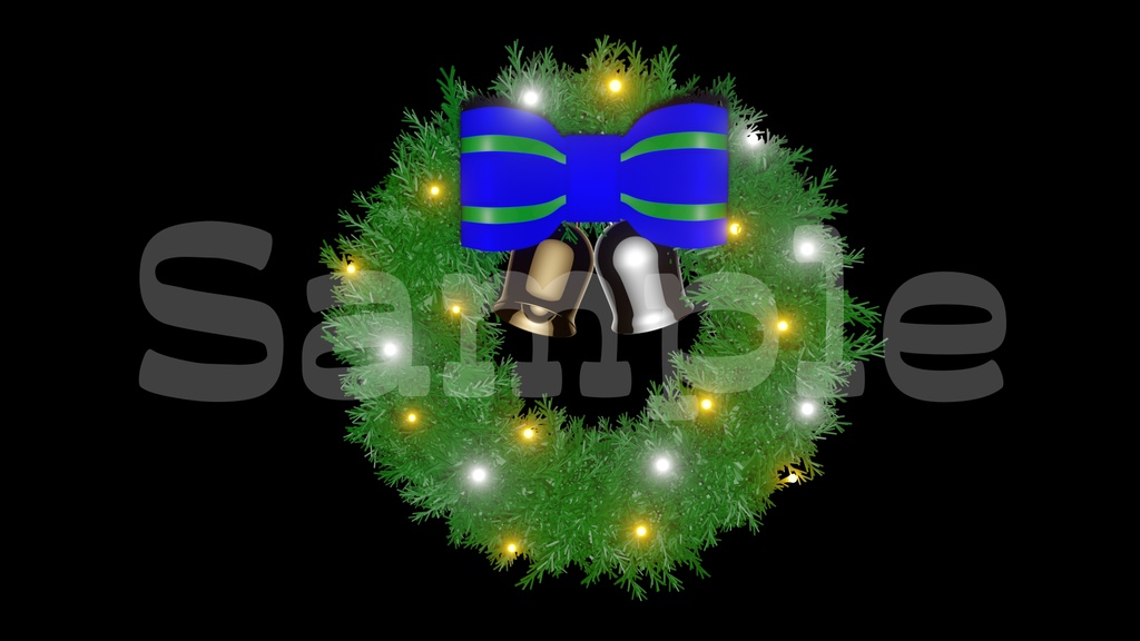 【光るクリスマスリース1】10色展開・光る素材・透過素材・ループ素材・動画途中・エンディング・OBSで使える