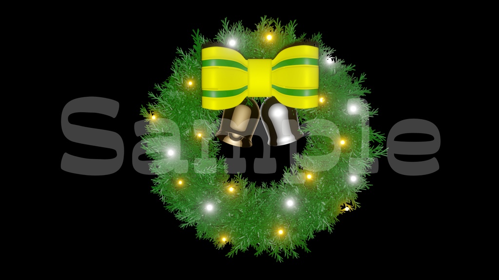 【光るクリスマスリース1】10色展開・光る素材・透過素材・ループ素材・動画途中・エンディング・OBSで使える