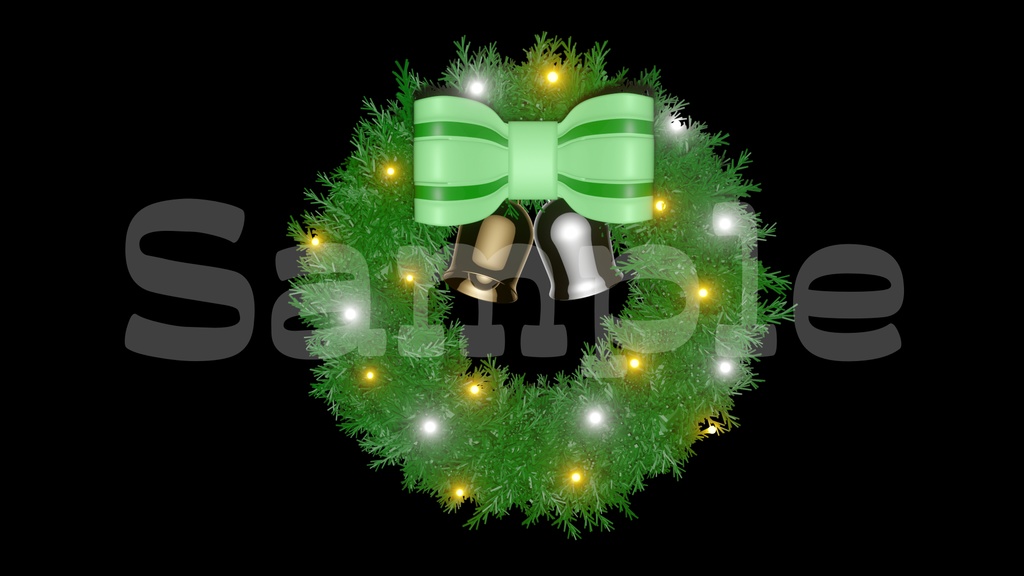 【光るクリスマスリース1】10色展開・光る素材・透過素材・ループ素材・動画途中・エンディング・OBSで使える