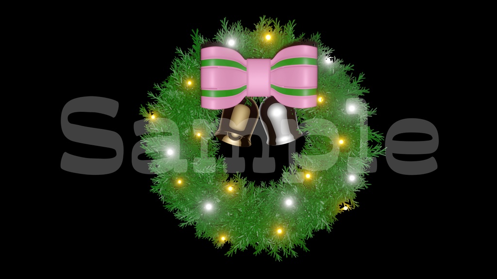 【光るクリスマスリース1】10色展開・光る素材・透過素材・ループ素材・動画途中・エンディング・OBSで使える