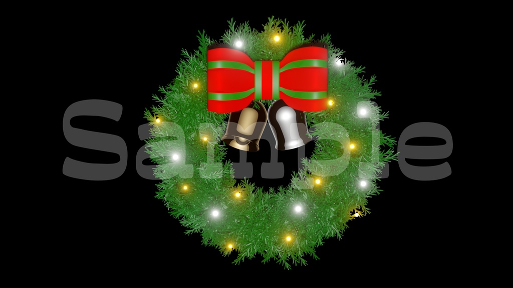 【光るクリスマスリース２】光る素材・透過素材・ループ素材・動画途中・エンディング・OBSで使える