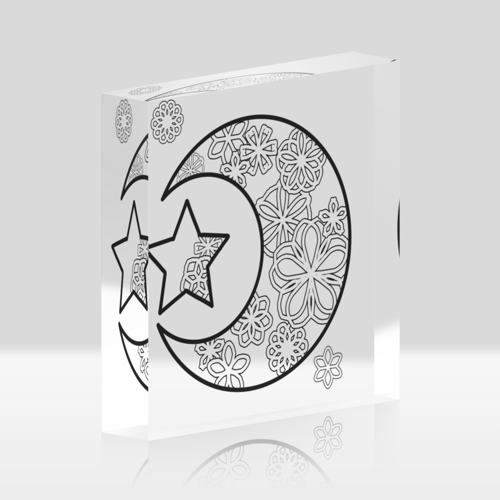 アクリルブロック・月に咲く花3