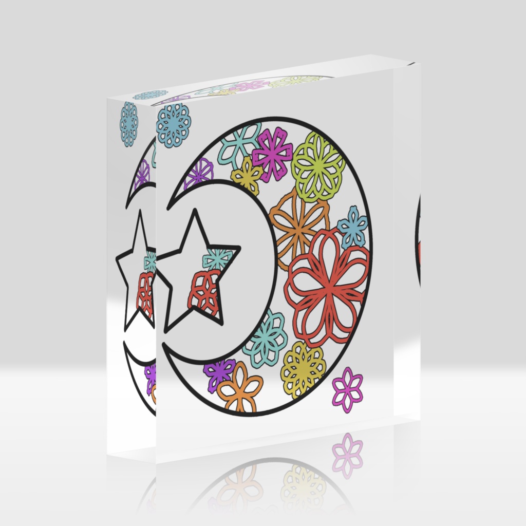 アクリルブロック・月に咲く花５