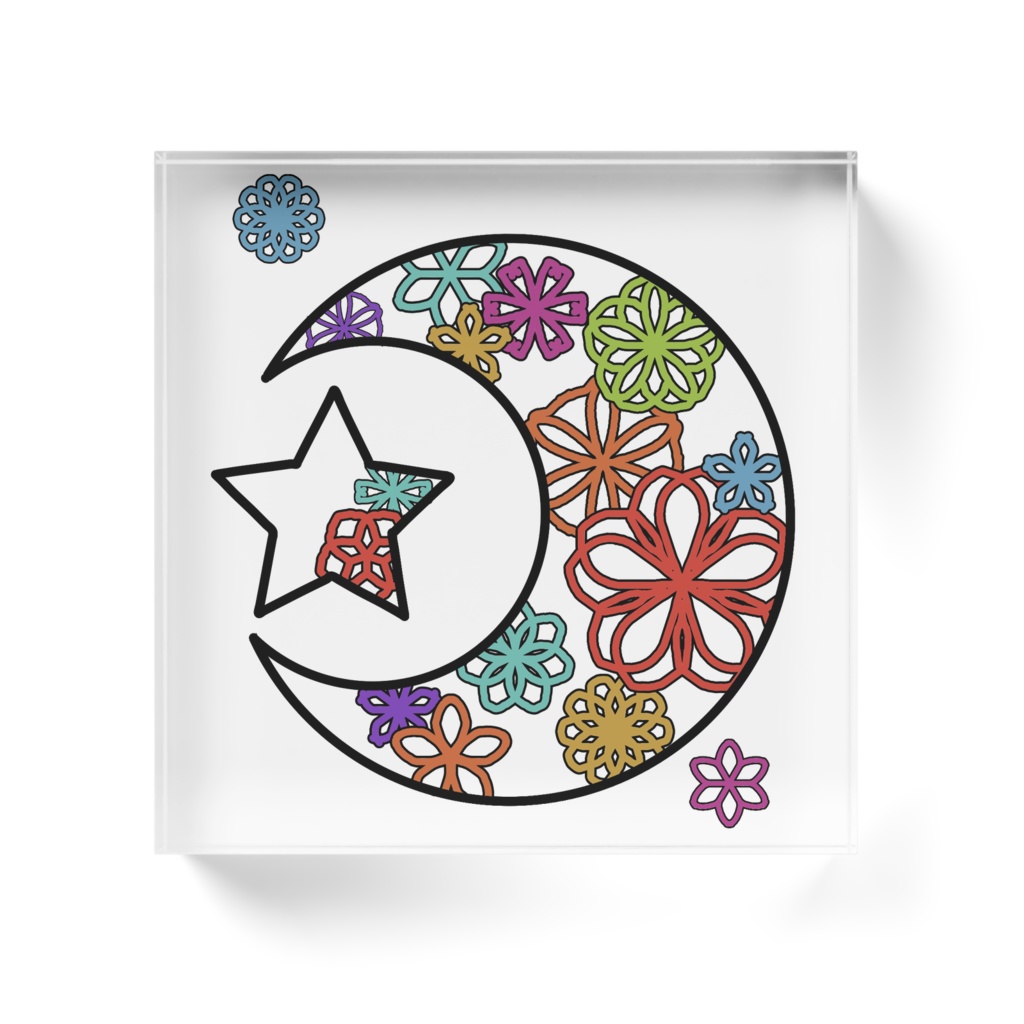 アクリルブロック・月に咲く花5