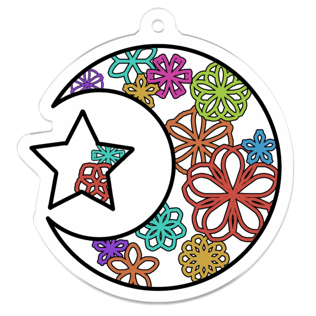 アクリルキーホルダー(コーティング)・月に咲く花5