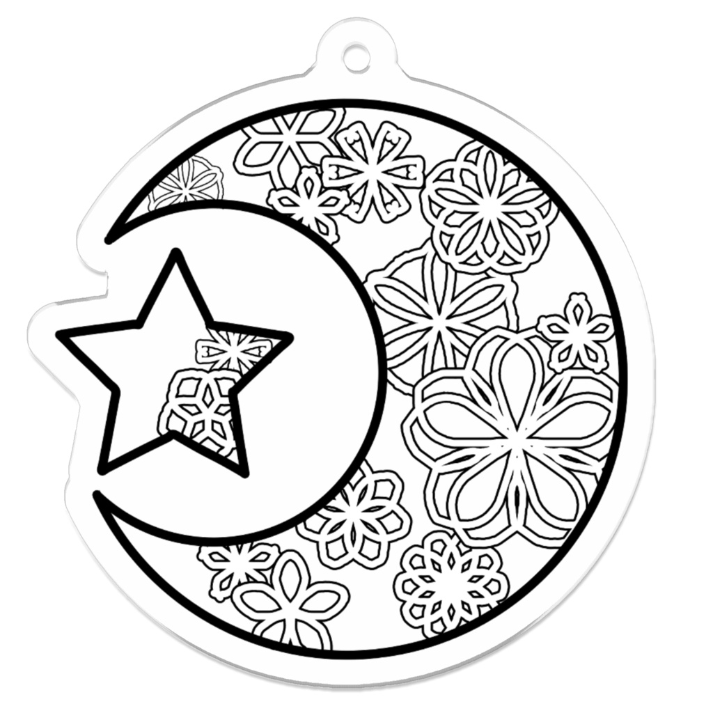 アクリルキーホルダー(コーティング)・月に咲く花3