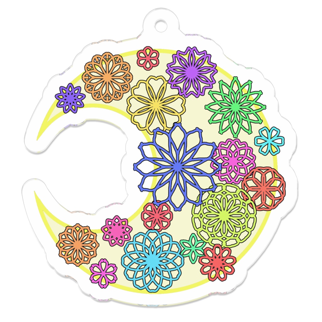 アクリルキーホルダー(コーティング)・月に咲く花6