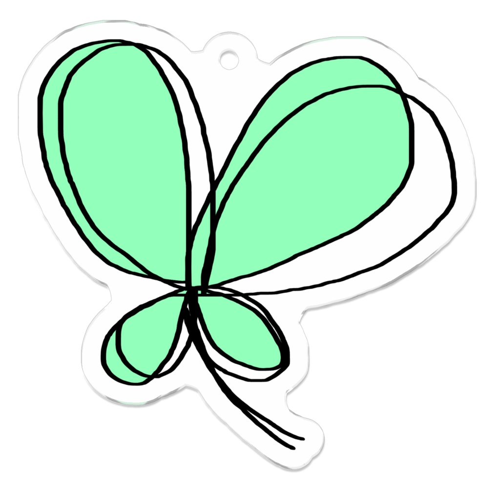 アクリルキーホルダー(コーティング)・蝶のような四つ葉のクローバー1